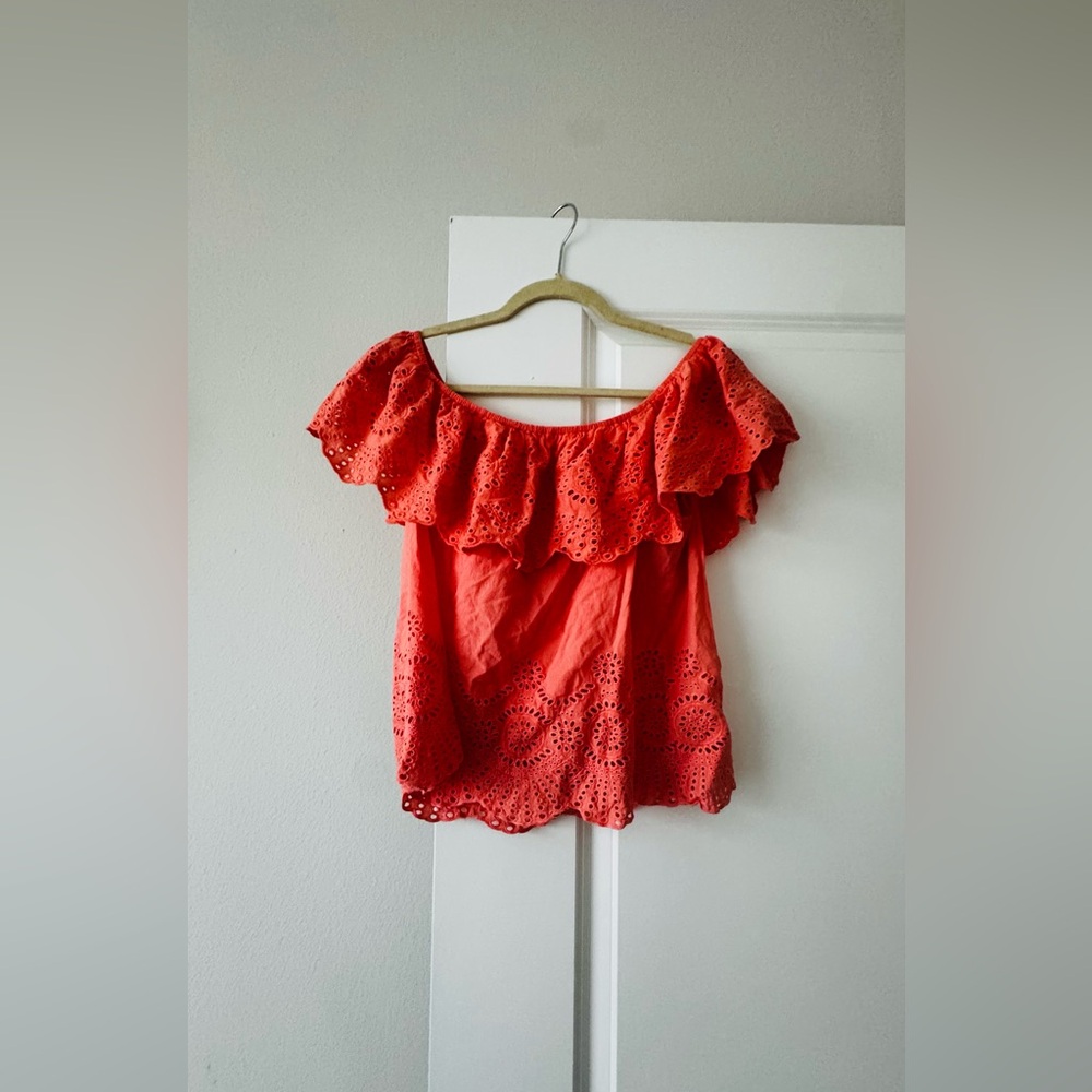 Chic Scarlet Off-Shoulder Blouse